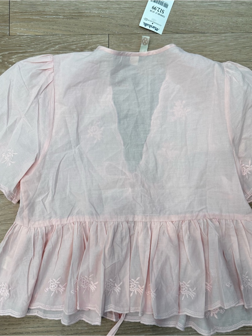 Marshalls Light Pink Embroidered Cotton Peplum Blouse - Picture 6 of 6